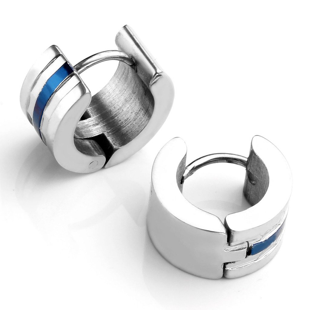 Zysta 4pcs Mens 18G Stainless Steel Silver, Gold, Unique Small Hoop Huggie Hinged Ear Stud, Hypoallergenic Snap Punk Earrings