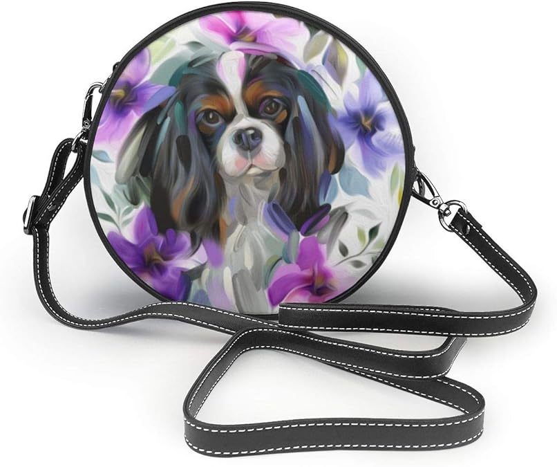 Damen Runde Crossbody Taschen, Leder Reißverschluss Schultertasche