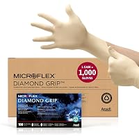 Microflex MF-300-M Diamond Grip Exam Gloves, PF Latex, Textured
