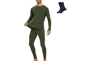 MERINNOVATION Merino Wool Base Layer Set for Men 100% Merino Wool Thermal Underwear Long Sleeve