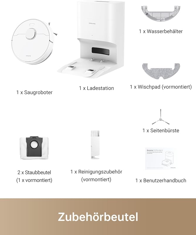 D10 Plus Gen 2 Saugroboter mit Wischfunktion, Automatischer Staubentleerung, Speichert bis zu 90 Tage Staub, LiDAR-Navigation, 6000 Pa Saugkraft für Teppiche und Tierhaare, 285-Minuten-Akku