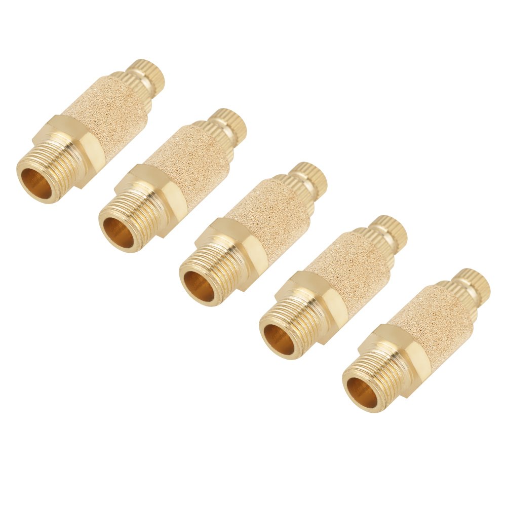 5pcs/set 1/8 BSP Valve Thread Adjustable Pneumatic Muffler Silencer Noise Exhaust Thread Flat Head Pneumatic Air Speed Controller