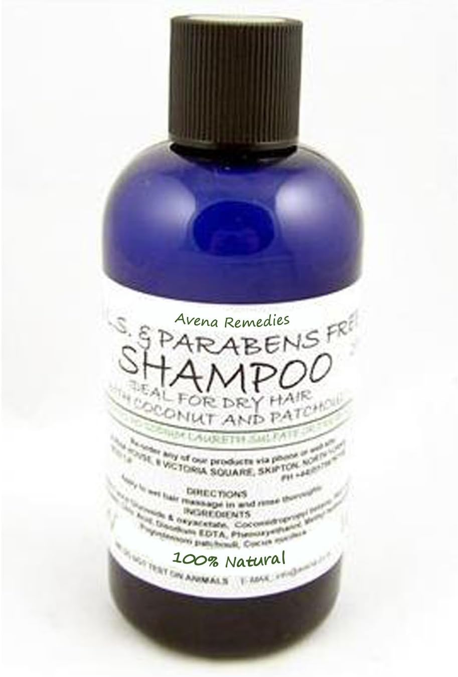 Natural Shampoo for Dry Hair 250ml: SLS Free & Parabens Free with Coconut & Patchouli Essential Oils by Avena Remedies