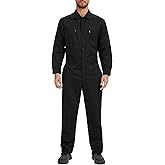 ABHOH Men's Long Sleeve Work Coveralls, Durable Poly-Cotton Twill Jumpsuit with Multi-Pockets & Two-Way Zipper