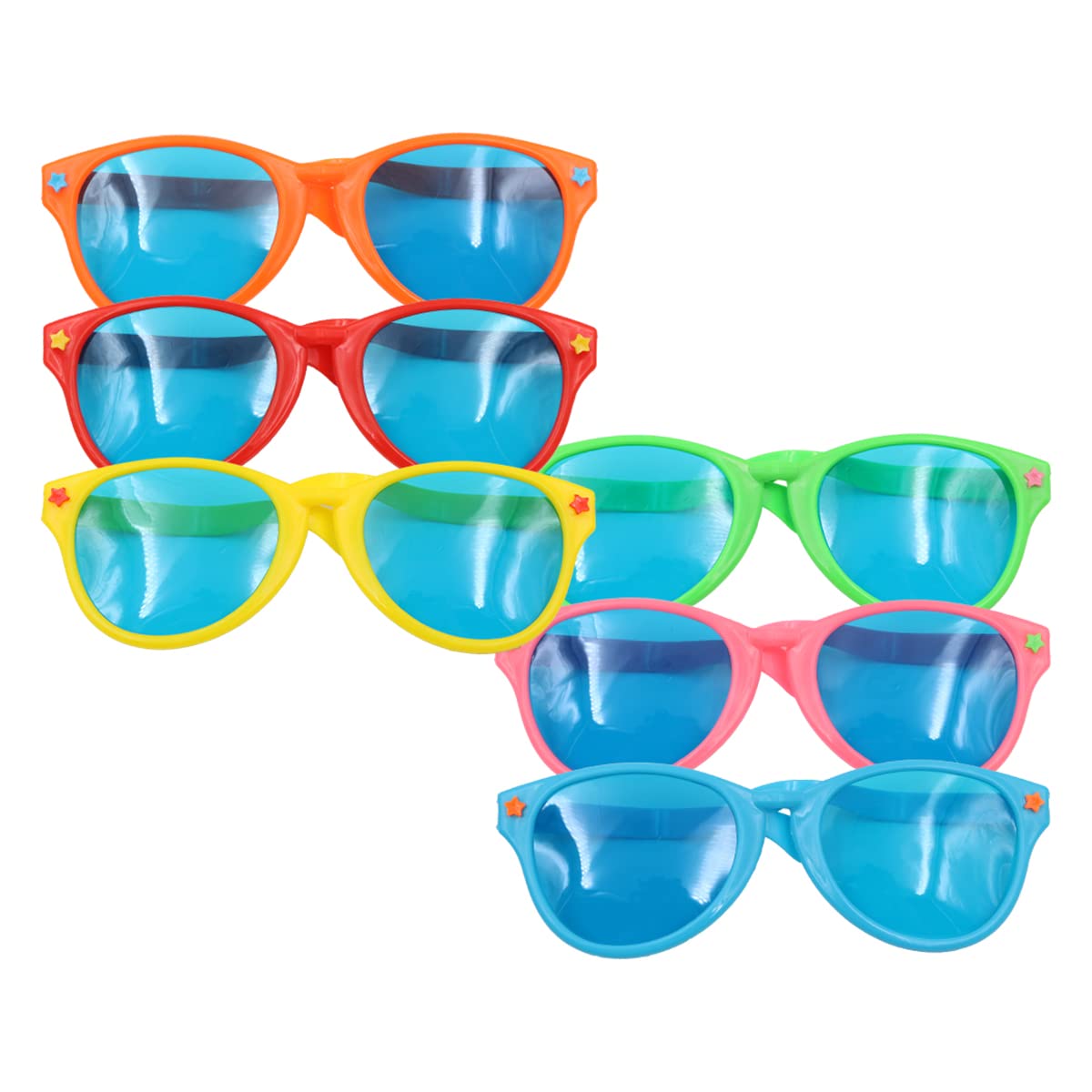 Tiardey 6 Pack Jumbo Sunglasses Funky Sunglasses Plastic Colorful Jumbo Glasses for Costume Fancy Dress Photo Props Beach Party Supplies