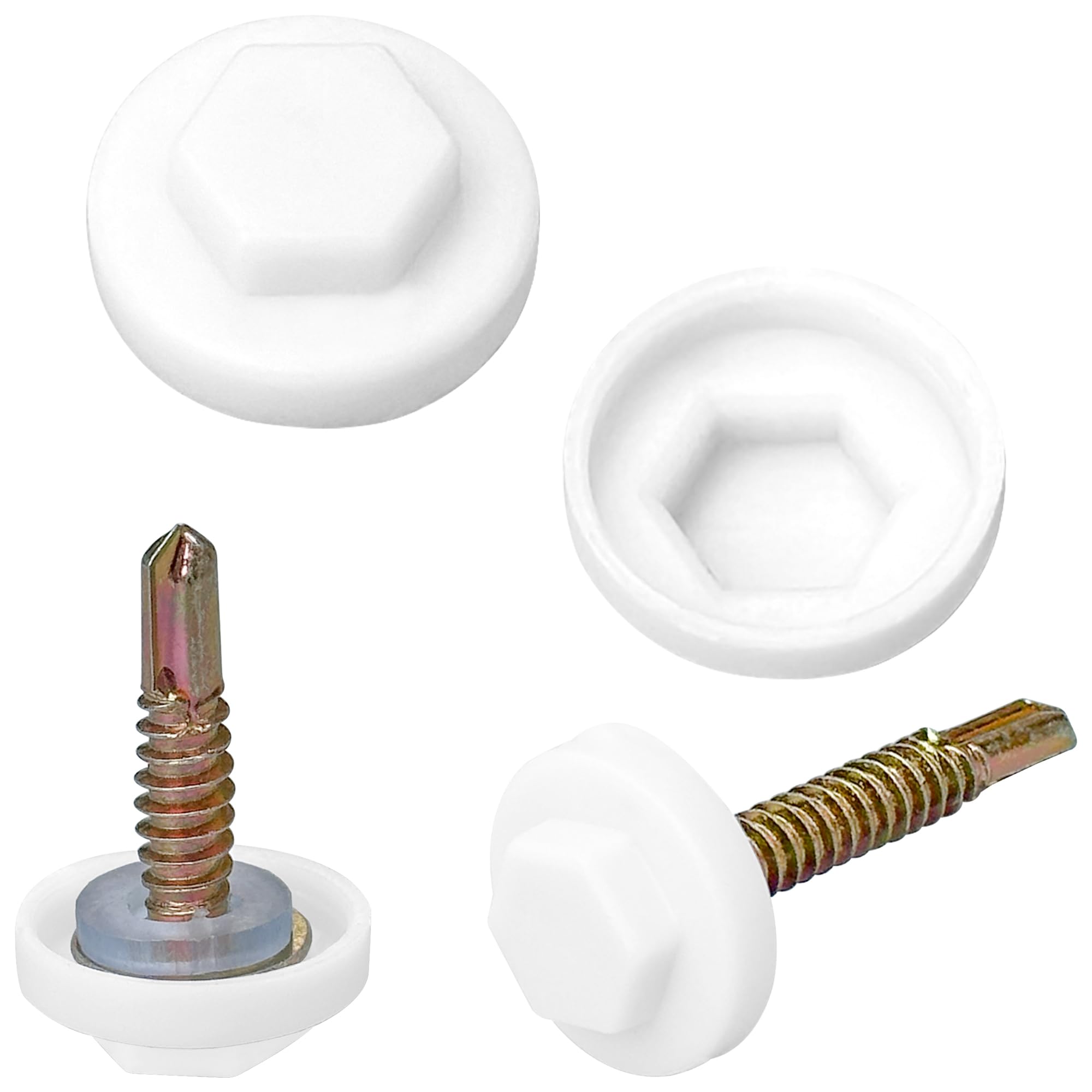 200 PCS Hex Head Screw Cover Caps, Waterproof Plastic Caps for Hex and Self-Drilling Screws, Metal Roofing