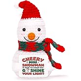 FunisFun Positive Snowman Crochet Doll, Adorable Snowman Christmas Decorations for Xmas Tree Party Favor Holiday Gift (Red)