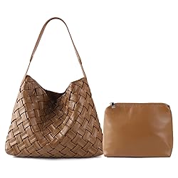 JINMANXUE Women Boston Bag Woven Vegan Leather