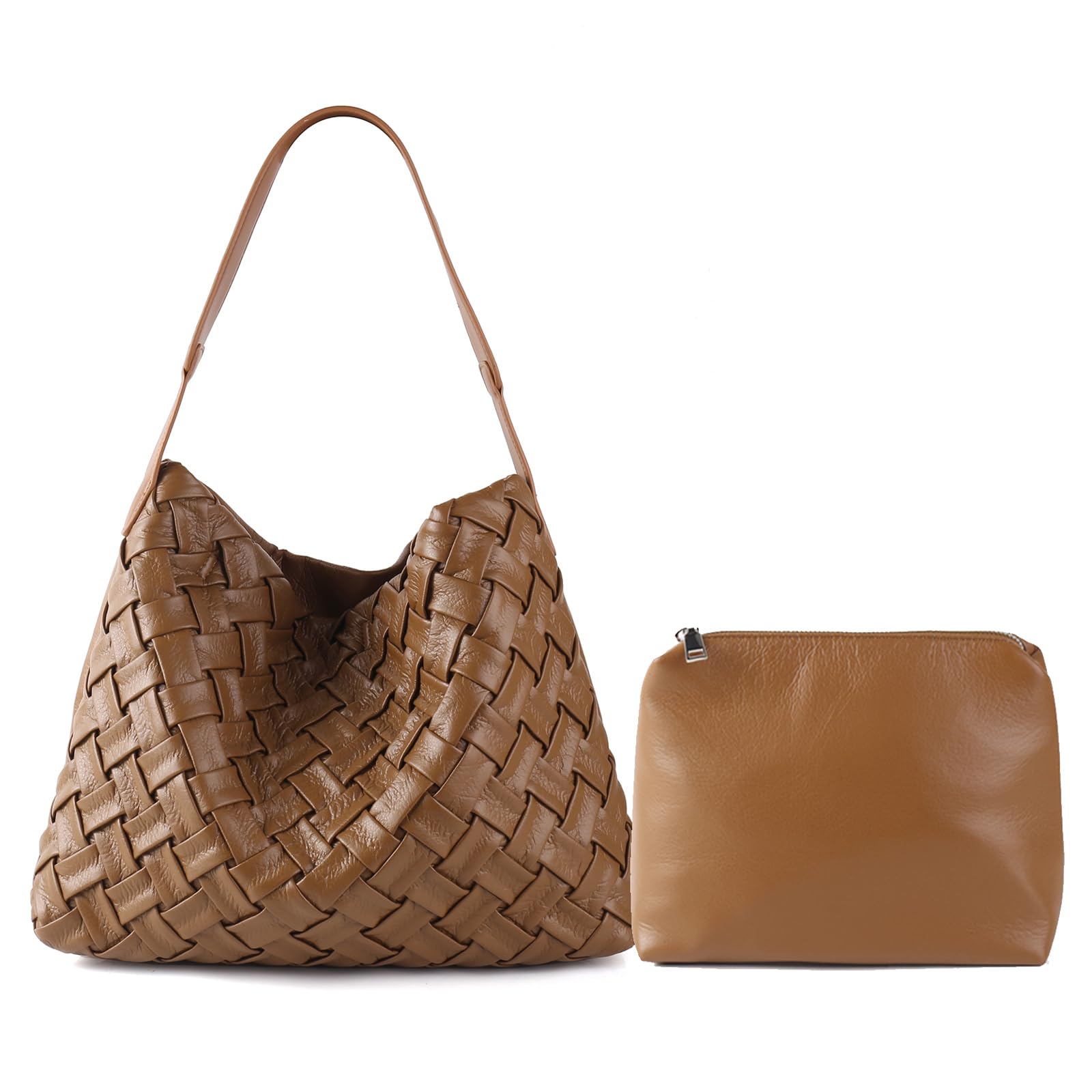 JINMANXUE Women Boston Bag Woven Vegan Leather