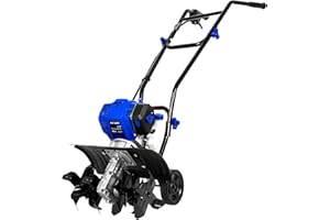 BILT HARD 46cc 4-Cycle 1.9HP Gas Powered Tiller Cultivator - 16" Heavy-Duty Steel Tines Rototiller, Adjustable Wheels & Cushioned Handle Grips for Plowing, Tilling, Weeding in Garden, Farm