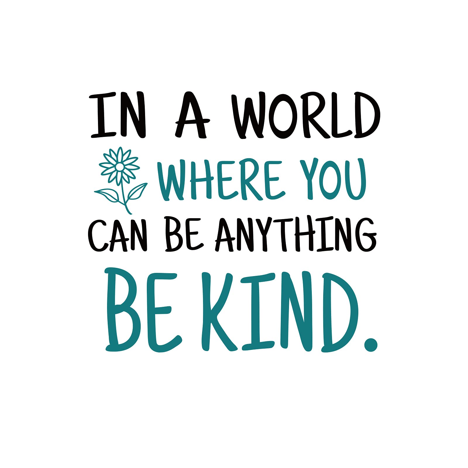 SUPERDANT Inspirational Quotes Wall Stickers be Kind Wall Decals in a World Where You Can Be Anything Nursery Wall Stickers for Bedroom Living Room Kid's Room Preppy Room Home Decor 36x32cm