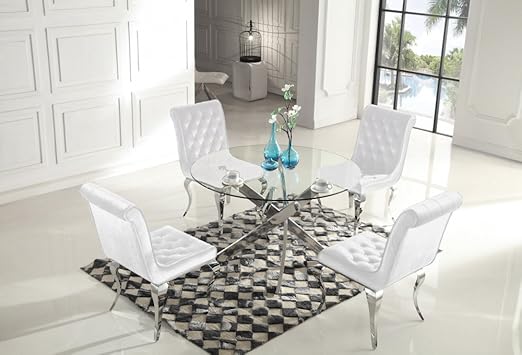 Hg Royal Estates Venedig Chesterfield Designer Esstischstuhl Esszimmerstuhl Essstuhl Esszimmer Stuhl Edelstahl Samt Perlweiss Amazon De Kuche Haushalt