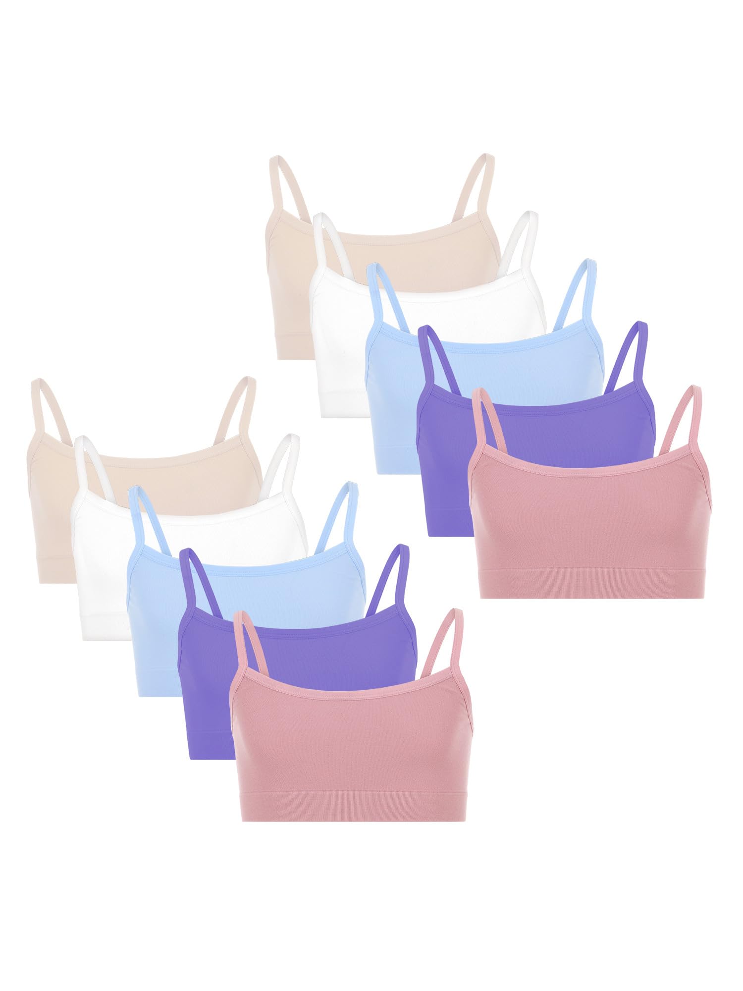 Photo 1 of Fruit of the Loom Girls Cotton Training Bra, 10-Pack, Deja Blue/Lilas/Lilac/Lt Sand/White, S