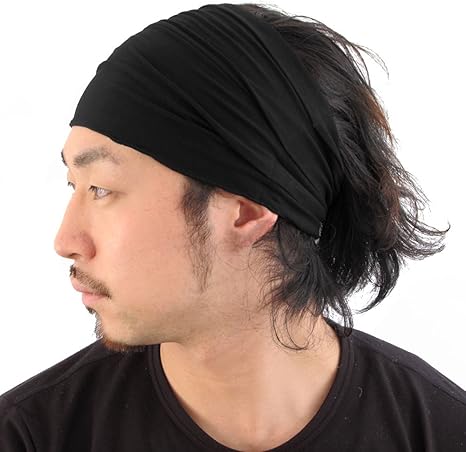Black Japanese Bandana Headbands For Men And Women Comfortable