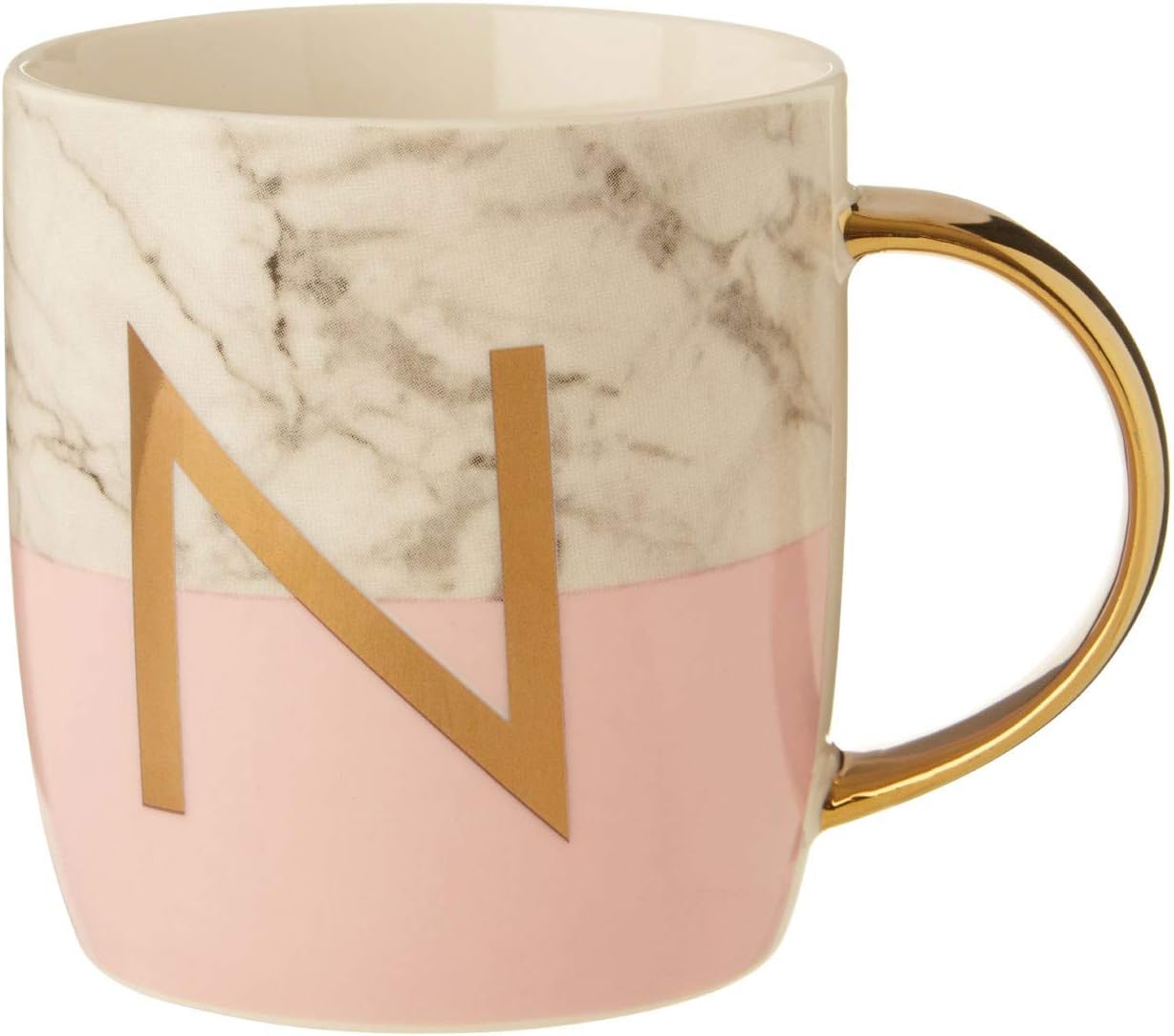 Mimo Pastel Pink N Letter Monogram Mug Durable New Bone China