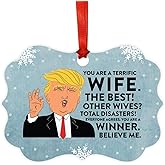 Andaz Press President Donald Trump Fancy Frame Keepsake Christmas Ornament Gag Gift, Wife, 1-Pack, Funny Novelty Metal Holiday Birthday Present Ideas Republican Christmas Ornaments for Wife