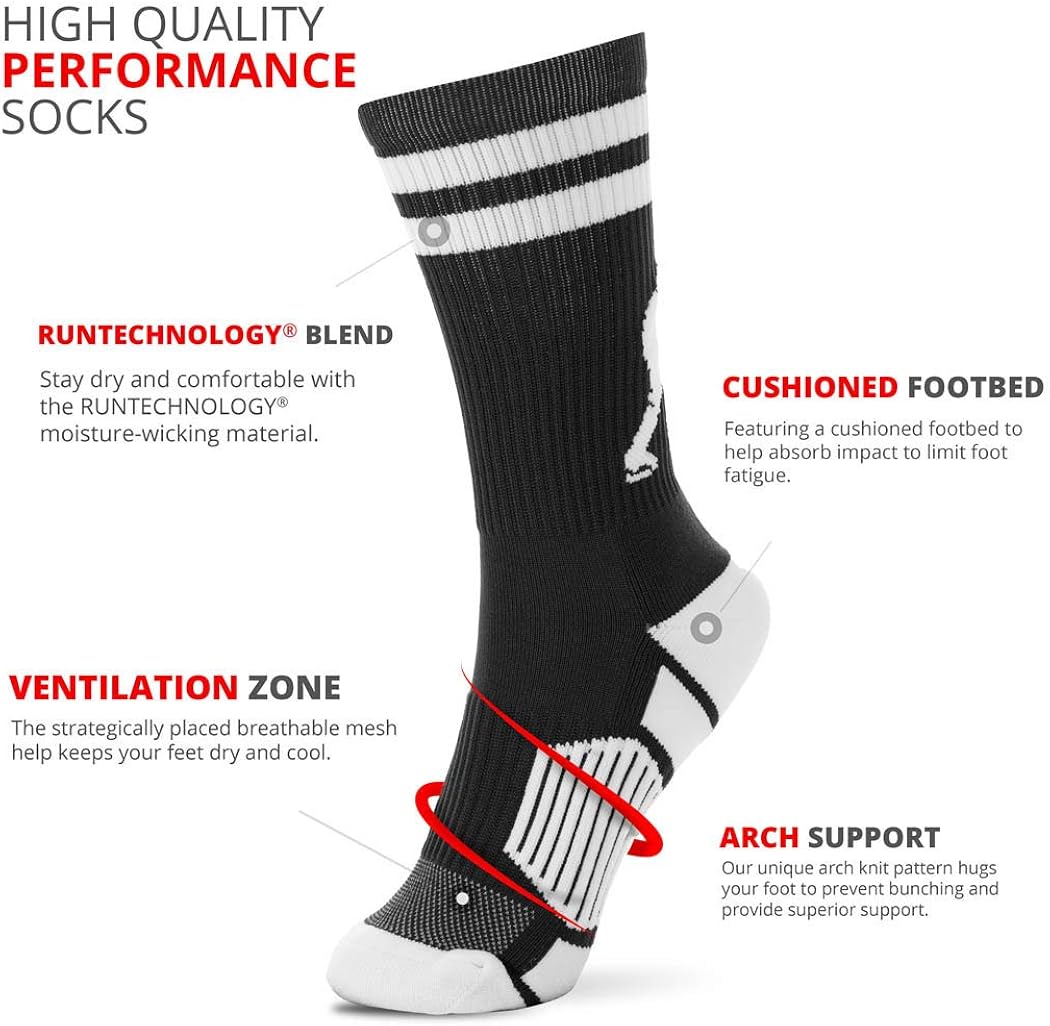 ChalkTalkSPORTS Hockey Half Cushioned Crew Socks | Hockey Player | Black/White : Hockey Jerseys : Clothing
