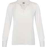 Anne Klein Womens Tie Neck Ls Blouse W Stand Collar