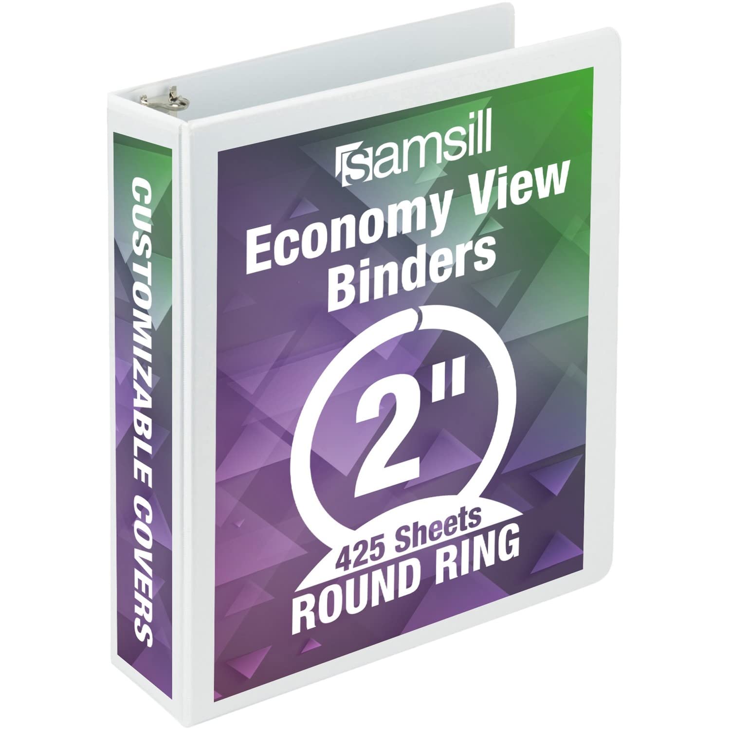 Photo 1 of Samsill 2 Inch 3 Ring Binder, Made in USA, Economy Round Ring, Clear View Cover, 425 Sheet Capacity - for School, Home, Office - White
