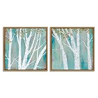 2 Piece Framed Canvas Wall Art White Birch with Yellow Leaves Canvas Prints Home Artwork Decoration for Living Room,Bedroom - 16