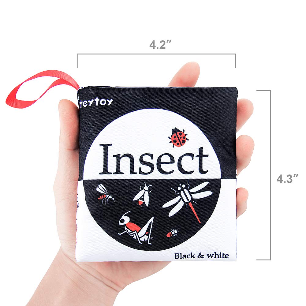 teytoy My First Soft Book, 6 PCS Nontoxic Fabric Cloth Activity Crinkle Black and White Books for Infants Boys and Girls Early Educational Toys Perfect for Baby Shower