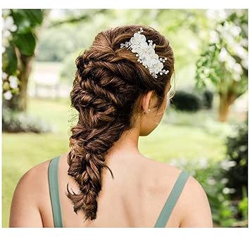 Amazon Com Sweetv Ivory Wedding Hair Comb Flower Bridal Hair