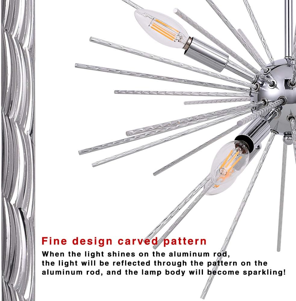 LED Sputnik Chandeliers 6 Lights Modern Firework LED Light Sparkling Aluminum Rod Pendant Lighting Ceiling Light Fixtures Suitable for Modern Decoration Style Houses: Home Improvement