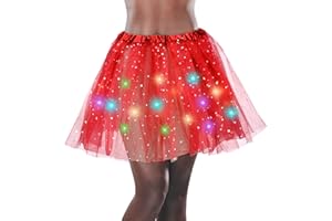 HIKKCOS Women's LED Tutu Skirt Light Up Tutus Layered Tulle Ballet Skirt Sparkly Sequin Tutu Costume for Halloween Party Carnival