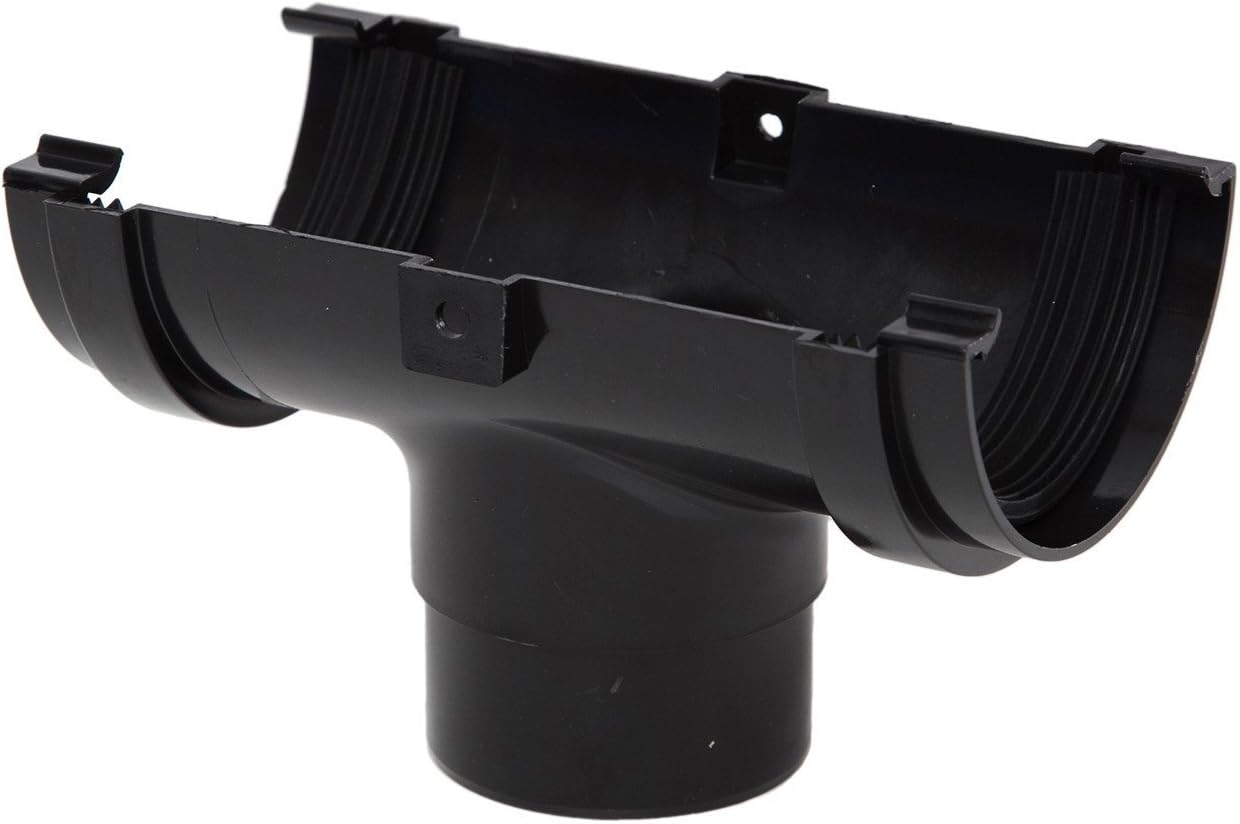 RM305b BLACK Polypipe Mini gutter RUNNING OUTLET Half round for shed