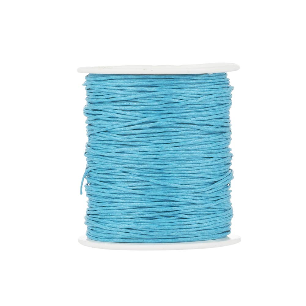 PandaHall 100 Yards/Roll Braided Cotton Cord 1mm Waxed Cotton Cord String for DIY Jewelry Making (Light Sky Blue)