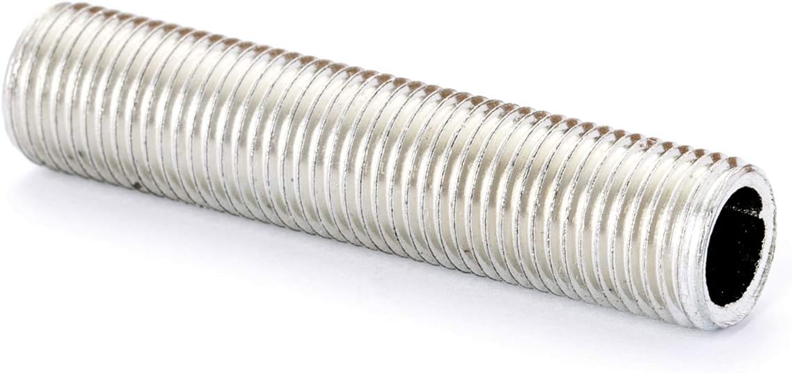 Threaded Pipe M10x1 10x Iron Tube Lamp Tube Galvanised Pack of 10 (40 mm), Brass, 40mm