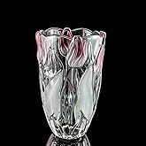 Glass Flowers Vase 9.3 inch Tall, Unique Crystal Vases for Tables Centerpieces, Vintage and Tulip Shape Large Vases Christmas Thanksgiving Gifts.
