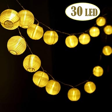 Josechan 30 stück Led Lichterkette 6 Meter, Warmweiß Kugel Lichterkette Batteriebetriebene, IP44 Wasserdicht für Party, Weihn