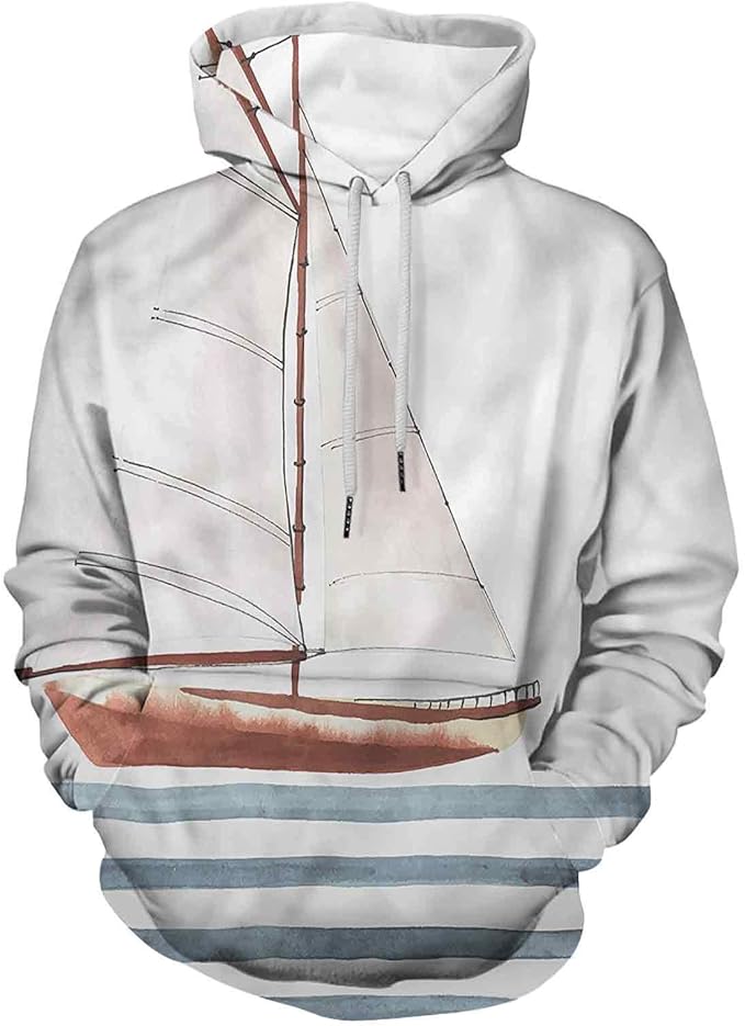 Nautical Hoodie Hooded Sweatshirt Sailing Theme Boat Waves Amazon.ca