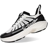 ONEMIX Men's Max Cushioned Quick Laces Hiking Walking Shoes with Arch Support Plantar Fasciitis Pain Relief Breathable Outdoor Trailing Running Sneakers Non Slip Trekking Camping Shoes