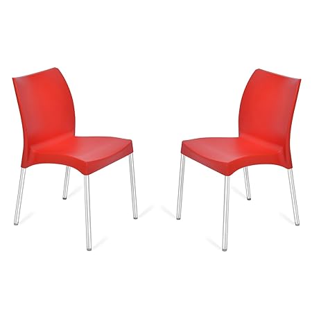 @home by Nilkamal Novella FLOCNOVLA2KIT7008 Living Room Chair, Set of 2 (Red)