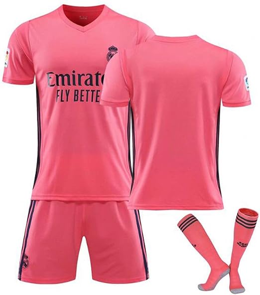 Amazon Co Jp サッカーユニフォーム 21レアルマドリードホームとアウェイジャージ 空白の番号 上下セット子供大人用 ジャージ とソックス 黒 白い ピンク サッカージャージ Tシャツ半ズボン サッカーウェア レプリカマッチ トレーニングチームスポーツウェア 通気性