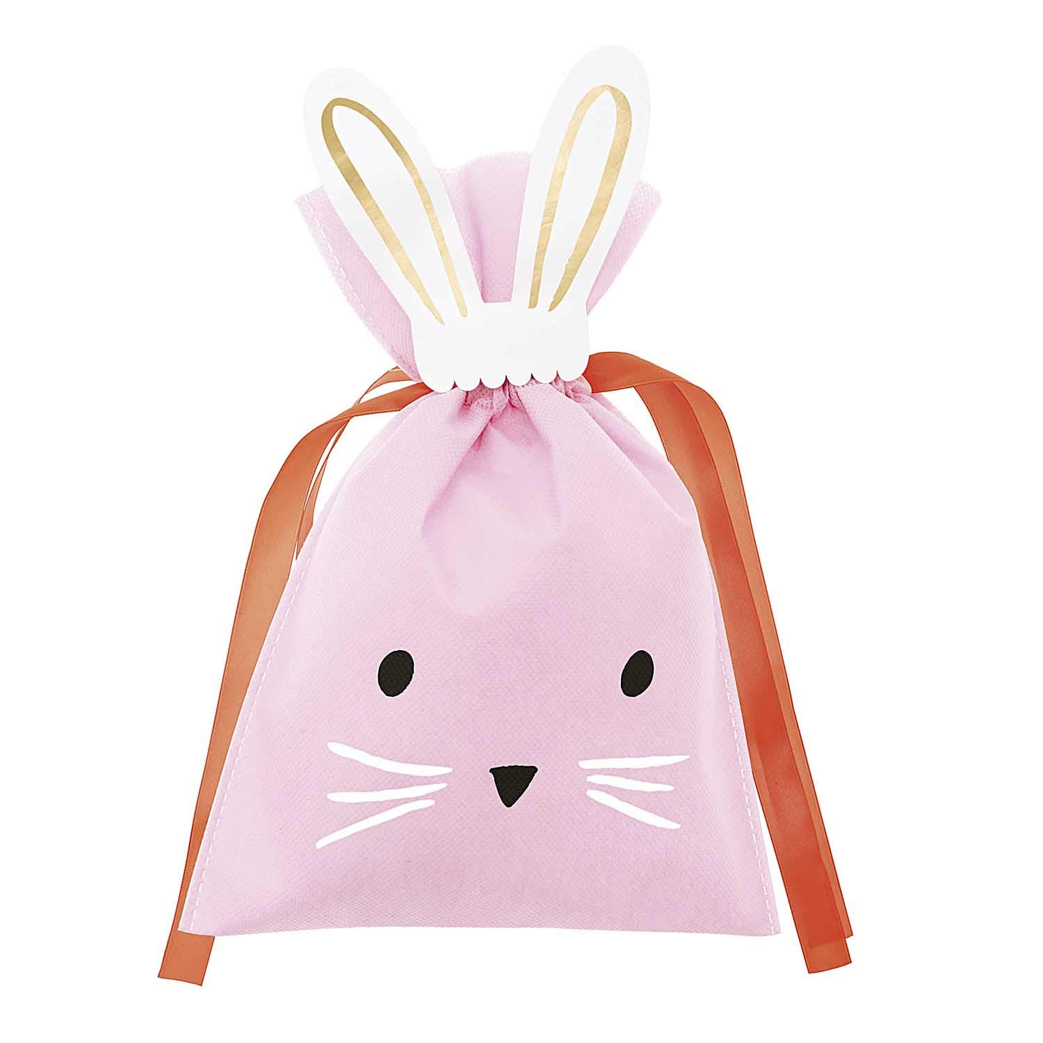 Small Pink Fabric Gift Bag – Hare – 20 x 30 cm