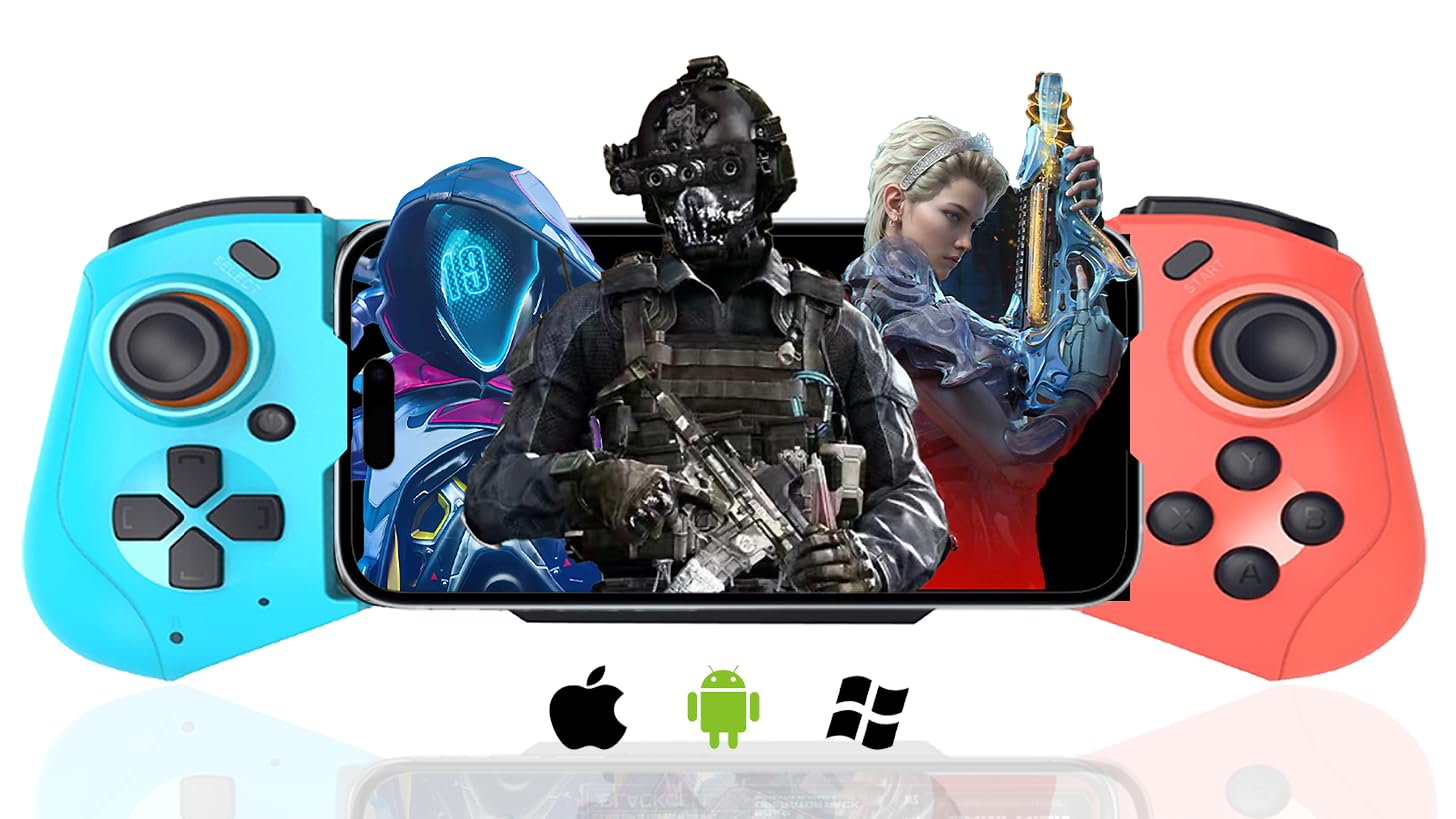 Mobile Game Controller for iPhone, Android, PC, Steam, Direct Play, 15 Hours Playtime, Phone Controller Gamepad Joystick for iPhone 17 16 15 14 Pro Max, Galaxy S23 S22 Ultra, iPad, Tablet, MFi Games