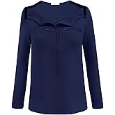 Deyeek Chemo Port Shirts for Women 2 Side Snaps Long Sleeve Shoulder Post Surgery Clothing Dialysis Breast Cancer Shirts