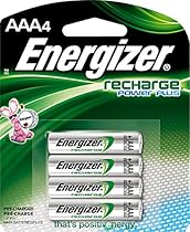 Energizer EVENH12BP4 Recharge Power Plus AAA 700 mAh Rechargeable Batteries, Pre-Charged - 4 Count