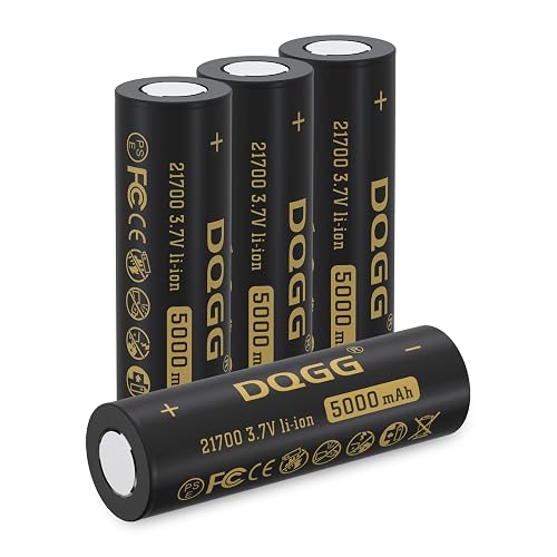 4 Pack 21700 Battery 5000mAh High Capacity 3.7volt Flat Top Li-ion ...
