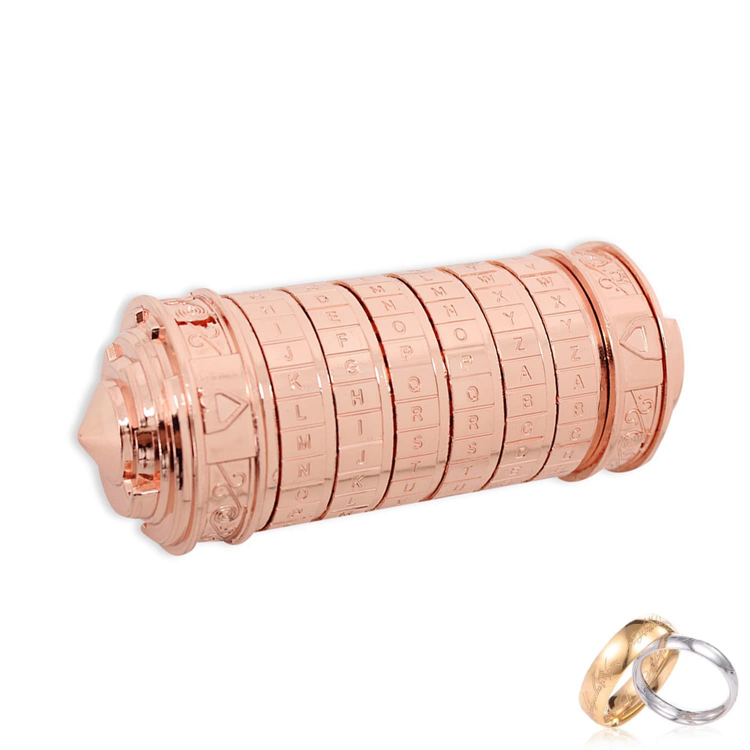Da Vinci Code Cryptex Letter Password Code Lock Mini Cryptex christmas santa gifts for women men her him boys girls dad mum friend teenage (Red Gold)…