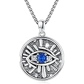 YEESIA Evil Eye Necklace for Women 925 Sterling Silver, Protection Necklace with Blue Evil Eye Charm, Evil Eye/Lotus Pendant Jewelry, Birthday Christmas Gifts for Her