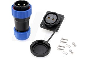 HANGTON CONNECT HangTon HE29 Power Plastic Connector Industrial Waterproof IP68 Circular Male Female Plug Panel Socket 4-Screw (2 pin 45A 380V), 10AWG Wire