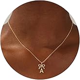 JIAOGE Valentines Day Gifts for Her Kids Girls - Gold/Silver Bow Necklace Dainty Initial Necklaces for Women Girls Gold Necklace for Women Birthday Gifts for Womens Teen Girl Gifts for Girls Jewelry