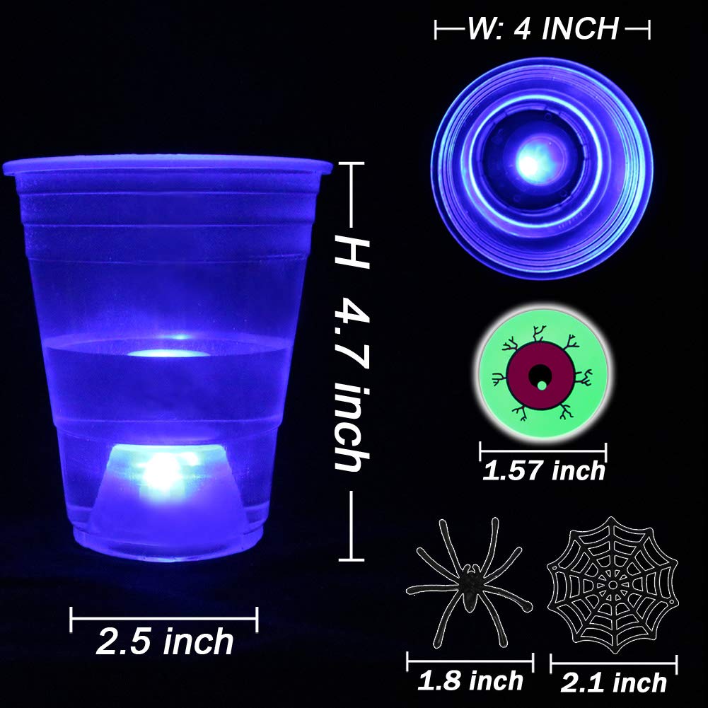 Halloween The Dark Beer Pong Set,Beer Pong Party Cup Set, LED Beer Pong Cups and Glow-in-The-Dark Balls,22 Set
