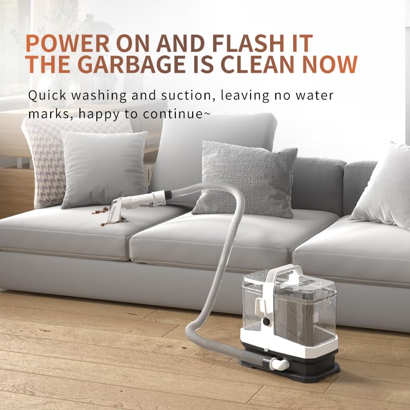 Ronglife Spot Carpet Cleaner | 600W 16KPa Portable Carpet and Upholstery Cleaner | Compact and Lightweight Handheld Carpet Cleaner 1500ml Dual Tank Design | Suitable for Sofa Carpets/Rugs/Stairs