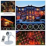 Christmas Projector Lights Green & Red Laser Lights Laser Show Star Light Shower RF Wireless Remote 6 Patterns IP44 Waterproof for Xmas Garden Decorations, Silver