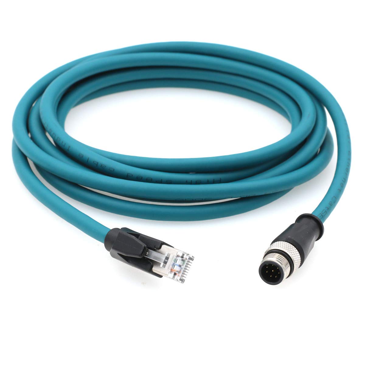 HangTon Ethernet M12 8 Pin A-Coded Male to RJ45 CAT7e Cable for Cognex In Sight Micro 7000 5000 Data Man Reader 200 300 Industrial Automation Application High Speed Blue 1m